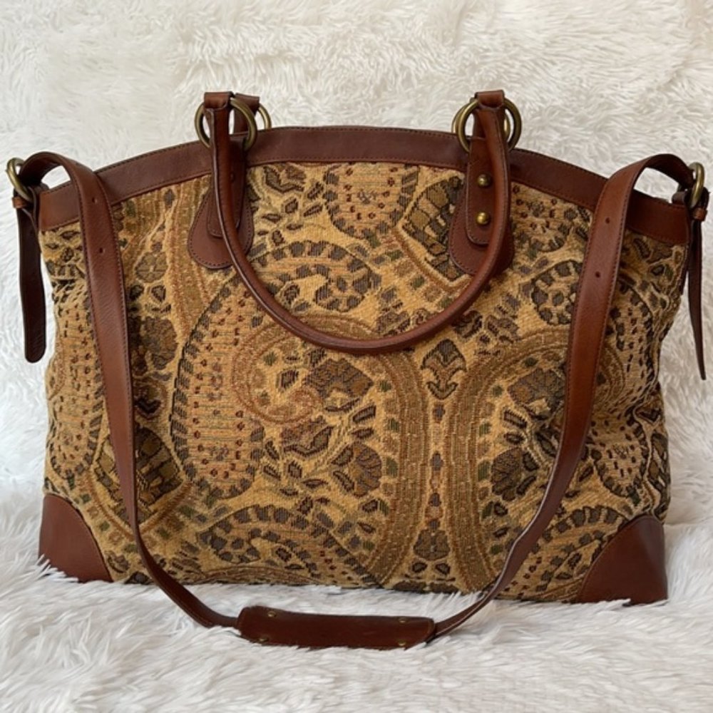 J. Jill Tapestry and Leather Weekender Bag NWT